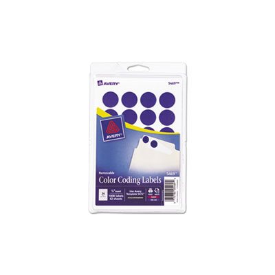 LABELS, COLOR-CODING, PRINTABLE, REMOVABLE, .75" dia, DARK BLUE, 1008 / PK