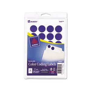 LABELS, COLOR-CODING, PRINTABLE, REMOVABLE, .75" dia, DARK BLUE, 1008 / PK