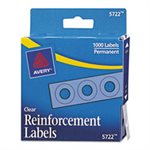 HOLE REINFORCEMENTS, DISPENSER PACK, .25" dia, CLEAR, 1000 / PK