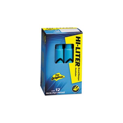 HIGHLIGHTER, HI-LITER, DESK-STYLE, CHISEL TIP, LIGHT BLUE INK, DOZEN