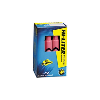 HIGHLIGHTER, HI-LITER, DESK-STYLE, CHISEL TIP, LIGHT PINK INK, DOZEN