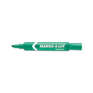 MARKER, PERMANENT, Marks-A-Lot, Regular Desk-Style, Chisel Tip, Green, Dozen