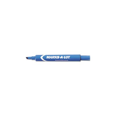 MARKER, PERMANENT, Marks-A-Lot, Large Desk-Style, Permanent Marker, Chisel Tip, Blue, Dozen