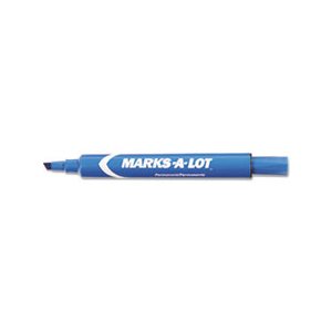 MARKER, PERMANENT, Marks-A-Lot, Large Desk-Style, Permanent Marker, Chisel Tip, Blue, Dozen