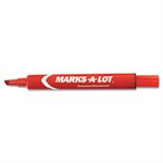 MARKER, PERMANENT, Marks-A-Lot, Large Desk-Style, Permanent Marker, Chisel Tip, Red, Dozen