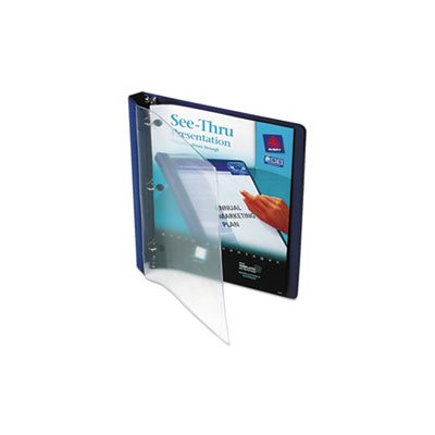 BINDER, See-Thru View, w /  Round Rings, 11" x 8.5", .5" CAPACITY, Blue