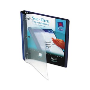 BINDER, See-Thru View, w /  Round Rings, 11" x 8.5", .5" CAPACITY, Blue