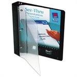 BINDER, See-Thru View, w /  Round Rings, 11" x 8.5", 1" CAPACITY, Black