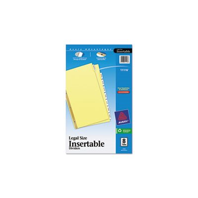 DIVIDERS, Insertable, Standard Tab, 8-Tab, Legal