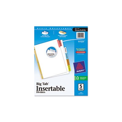 DIVIDERS, Insertable, Big Tab, 5-Tab, Letter