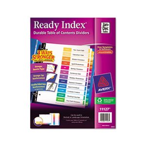 DIVIDERS, Ready Index, Customizable, Table of Contents, Multicolor, 12-Tab, Letter