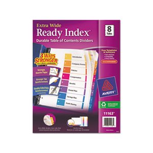 DIVIDERS, Ready Index, Customizable, Table of Contents, MULTI-COLOR, 8-Tab, 11" x 9.5"