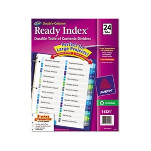 DIVIDERS, Ready Index, Customizable, Table of Contents, Double Column Dividers, 24-Tab, LETTER