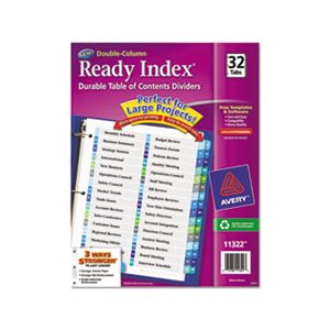 DIVIDERS, Ready Index, Customizable, Table of Contents, Double Column Dividers, 32-Tab, LETTER