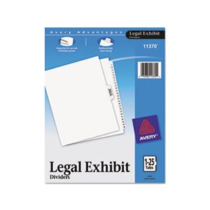 DIVIDERS, Avery-Style, Legal Exhibit Side Tab, Title: 1-25, Letter, White