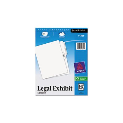 DIVIDERS, Avery-Style, Legal Exhibit Side Tab, Title: 1-10, Letter, White