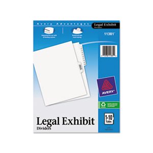 DIVIDERS, Avery-Style, Legal Exhibit Side Tab, Title: 1-10, Letter, White