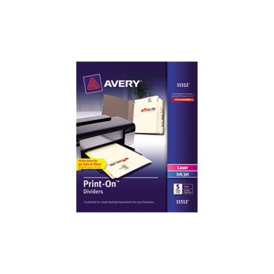 DIVIDERS, PRINT-ON, 3-HOLE PUNCHED