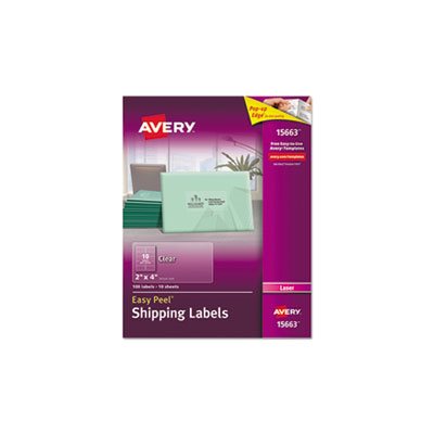 Clear Easy Peel Shipping Labels, Laser, 2 x 4, 100 / Pack