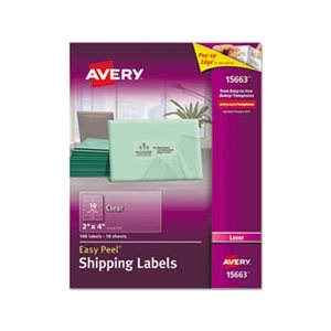 Clear Easy Peel Shipping Labels, Laser, 2 x 4, 100 / Pack