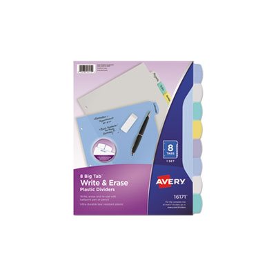 DIVIDERS, Write-On, Big Tab, Plastic, 8-Tab, Letter