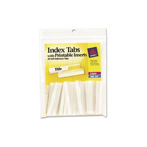 INDEX TABS, Insertable, PRINTABLE Inserts, 2", Clear Tab, 25 / Pk