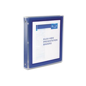 BINDER, Flexi-View, w /  Round Rings, 11" x 8.5", 1" Capacity, Navy Blue