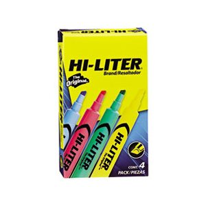 HIGHLIGHTER, HI-LITER, Desk-Style, Chisel Tip, Assorted Colors, 4 / Set