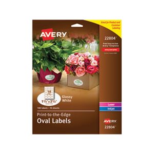 LABELS, Oval, True Print, Easy Peel, 1.5" x 2.5", Glossy White, 180 / Pk