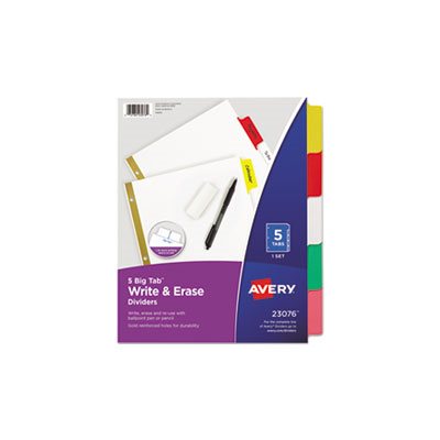 DIVIDERS, Write & Erase, Big Tab, Paper, 5-Tab, Letter