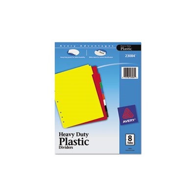 DIVIDERS, Write-On, Plastic Tab, w /  White Labels, 8-Tab, Letter