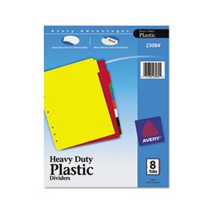 DIVIDERS, Write-On, Plastic Tab, w /  White Labels, 8-Tab, Letter