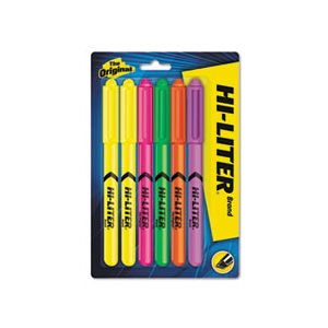 HIGHLIGHTER, HI-LITER, Pen-Style, Chisel, Assorted Fluorescent Colors, 6 / Set