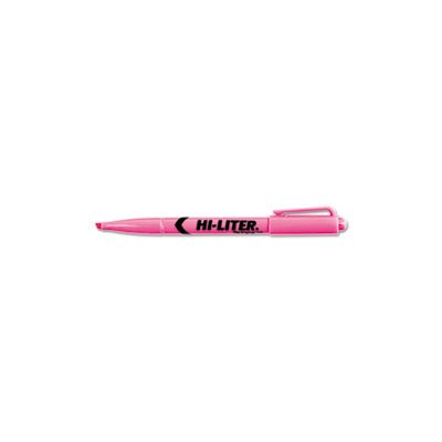 HI-LITER Pen-Style Highlighter, Chisel Tip, Fluorescent Pink Ink, Dozen