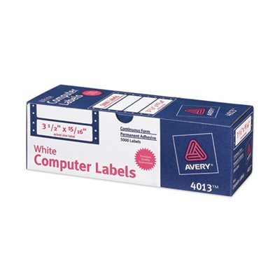 LABELS, Dot Matrix Printer, Mailing, 1 Across, .9375" x 3.5", White, 5000 / Box