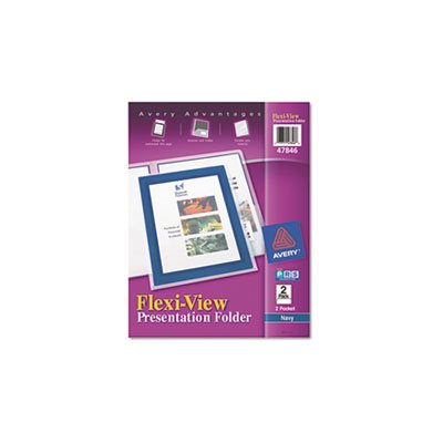 FOLDER, Flexi-View, Two-Pocket, Polypropylene, Translucent / Navy, 2 / Pk