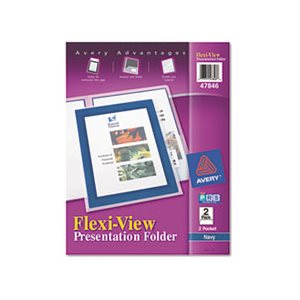 FOLDER, Flexi-View, Two-Pocket, Polypropylene, Translucent / Navy, 2 / Pk