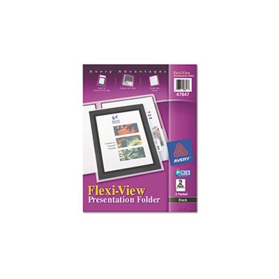 FOLDER, Flexi-View, Two-Pocket, Polypropylene, Translucent / Black, 2 / Pk