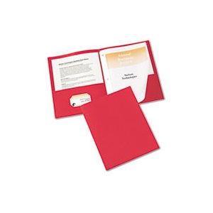 FOLDER, Two-Pocket, Prong Fastener, Letter, .5" Capacity, Red, 25 / Box