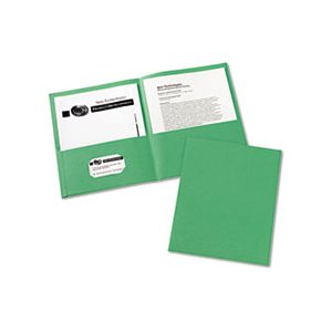 FOLDER, Two-Pocket, 40-Sheet Capacity, Green, 25 / Box