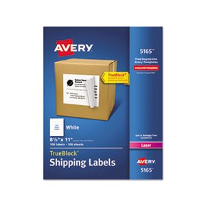 LABELS, Full-Sheet, w /  TrueBlock, Laser, 8.5" x 11", White, 100 / Box