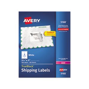 LABELS, Shipping, w /  TrueBlock, Laser, 3.5" x 5", White, 400 / Box