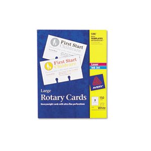 ROTARY CARDS, Large, Laser / Inkjet, 3" x 5", 3 Cards / Sheet, 150 Cards / Box