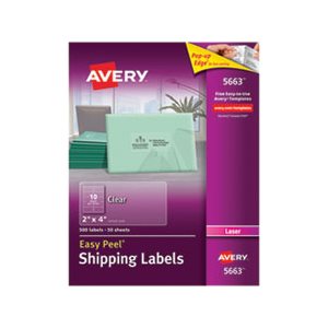 LABELS, Clear, Easy Peel, Shipping, Laser, 2" x 4", 500 / Box