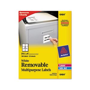 LABELS, Removable, Multi-Use, 3.33 x 4", White, 150 / Pk