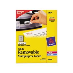 LABELS, Removable, Multi-Use, .5" x 1.75", White, 2000 / Pk