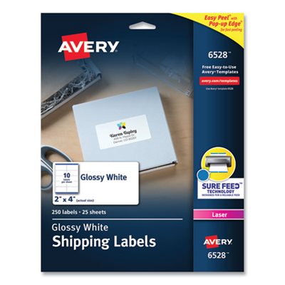 LABELS, MAILING GLOSSY WHITE 2" X 4" 250 / PK