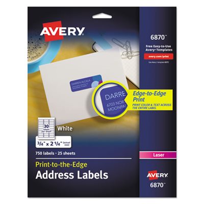 LABELS, Vibrant, Color-Printing, Return Address, .75" x 2.25", White, 750 / PK