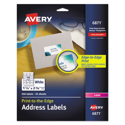 LABELS, Vibrant, Color-Printing, Address, 1.25" x 2.375", White, 450 / Pk