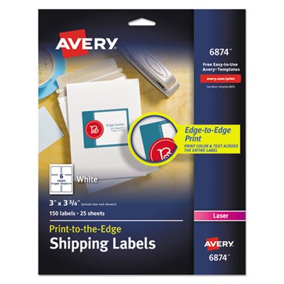 LABELS, Vibrant, Color-Printing, Shipping, 3" x 3.75", White, 150 / Pk